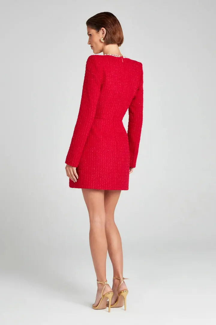 | Tweed Pearl Trim Blazer Mini Dress