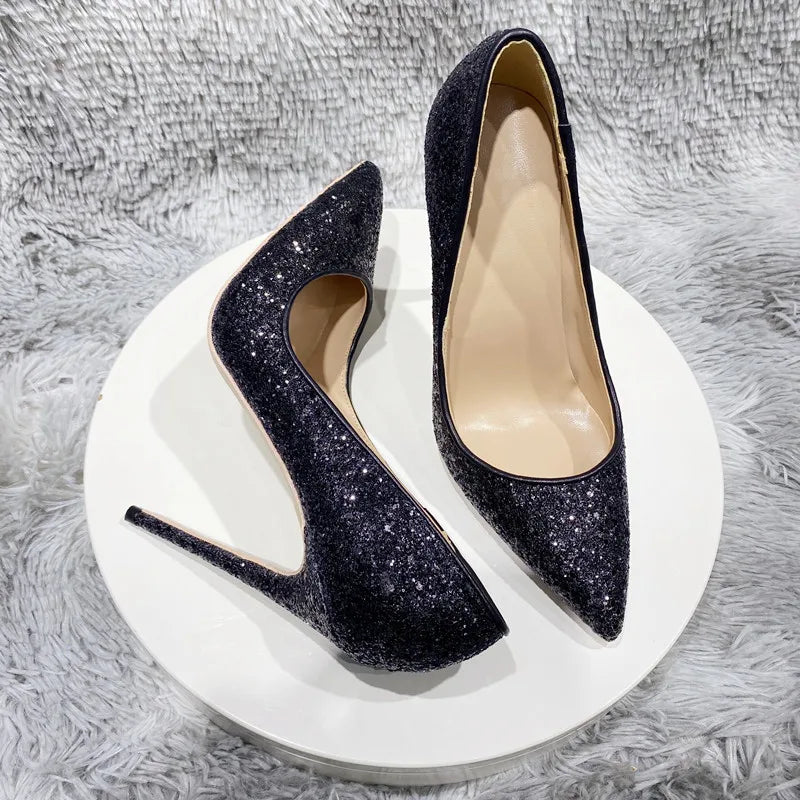 Sequined Pointy Toe High Heel Shoes for Women