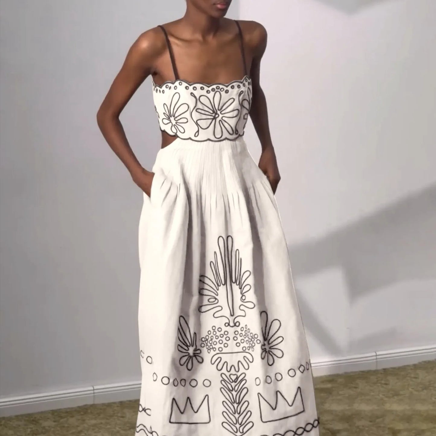Printed Swing Floral Square Neck Boho Dress