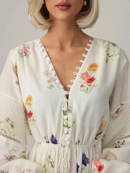 Lantern Sleeve Maxi Floral Dress