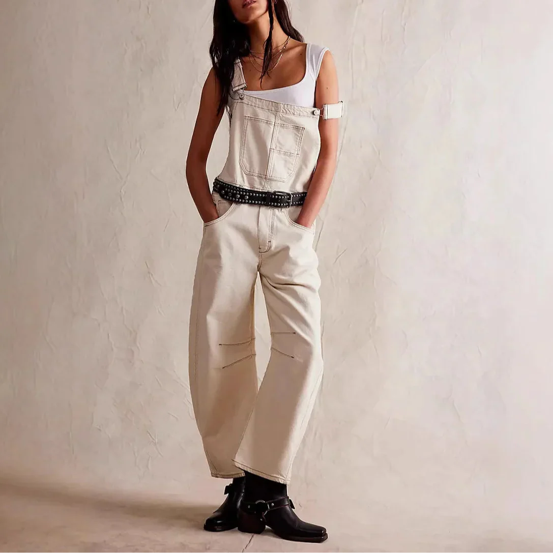 | Wide-Leg Denim Overalls