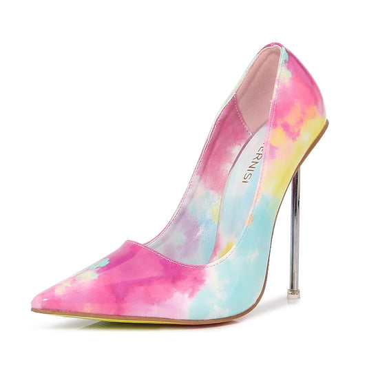 Metal Heel Women Sexy Pointy Toe Stiletto Pumps - 12cm High