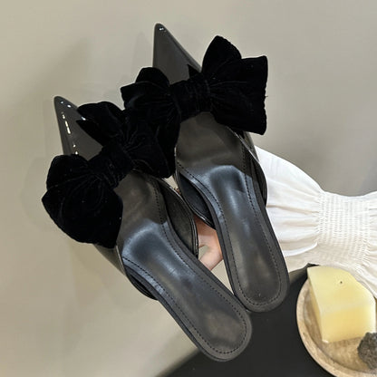Butterfly-knot Low Heels Woman Pumps Pointed Toe Shallow Shoes