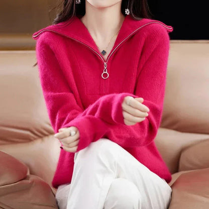 | Half-Zip Mink Wool Sweater