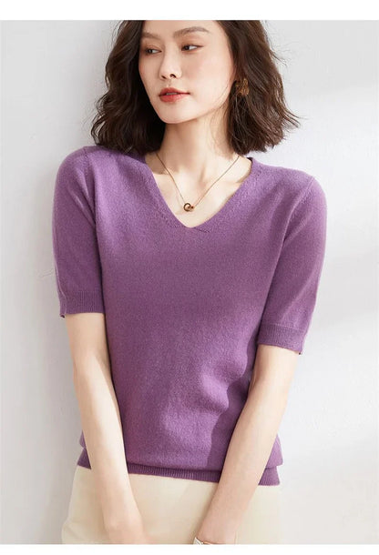 | V-Neck Knit Top