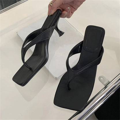 Open Toe Clip-On Slippers Slides Low Heels Beach Sandals for Ladies
