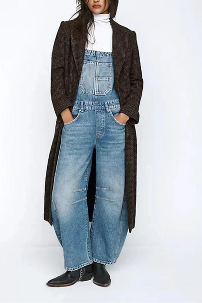 | Wide-Leg Denim Overalls