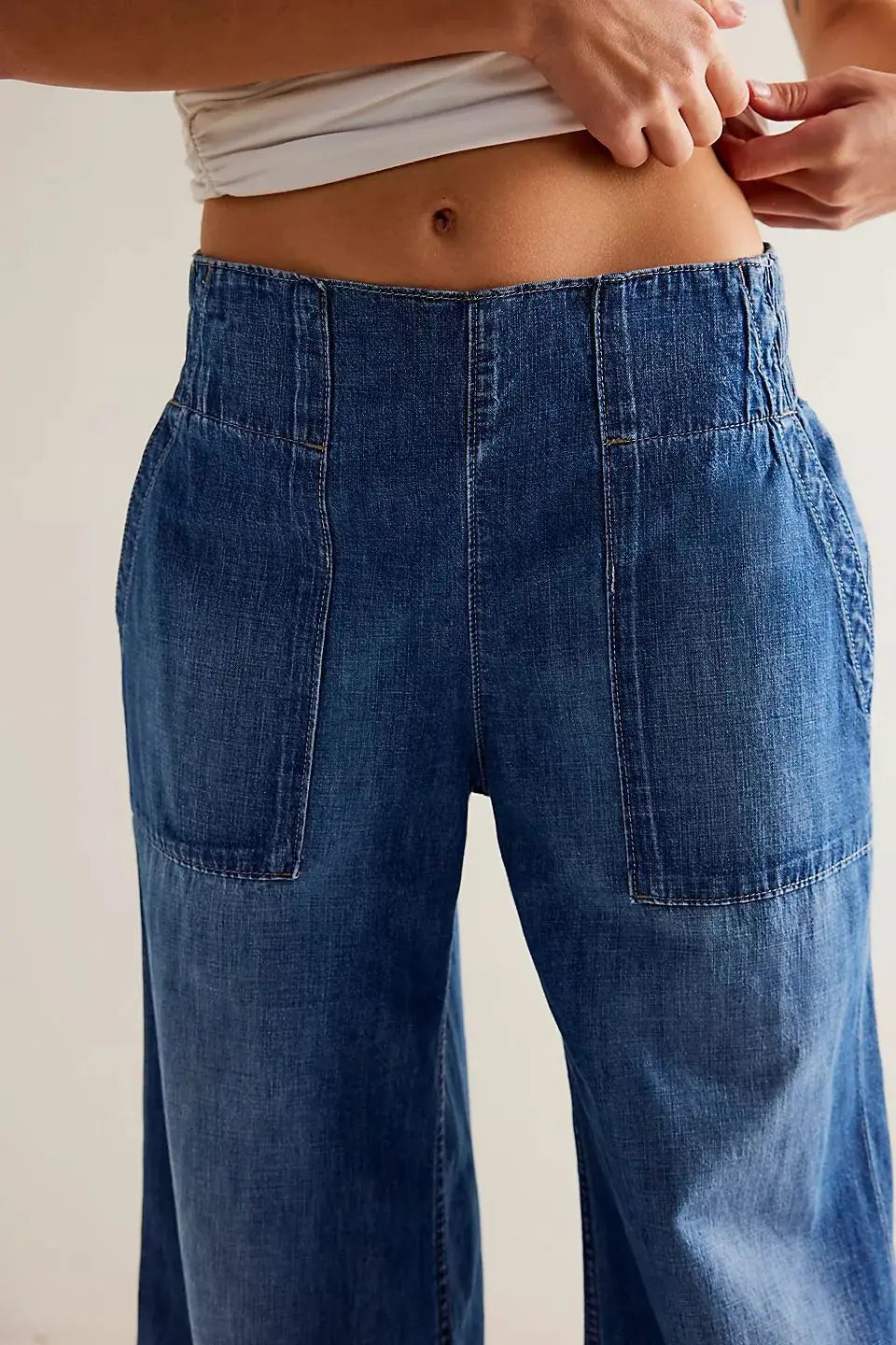 | Wide-Leg Denim Jeans