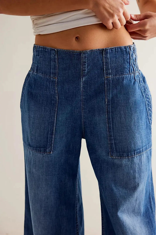 | Wide-Leg Denim Jeans