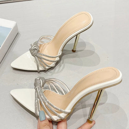 Sexy Pointed Toe Thin High Heels Pumps with Rhinestone Detail for Summer
