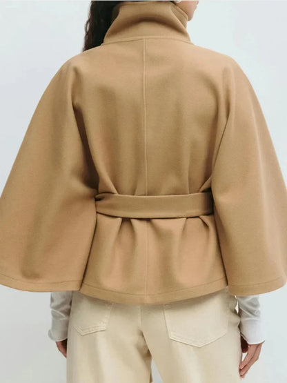 | Wool-Blend Cape Coat