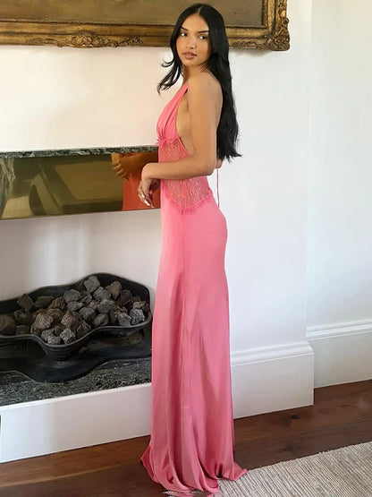 Strapless Ribbon Mesh Beach Maxi Dress