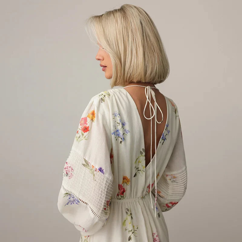 Lantern Sleeve Maxi Floral Dress