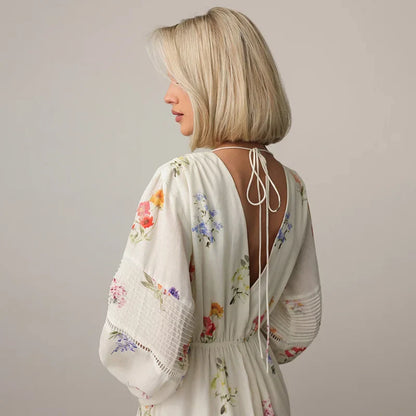 Lantern Sleeve Maxi Floral Dress