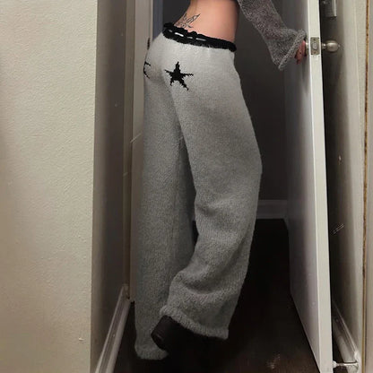 Star Pattern Knit Flared Pant