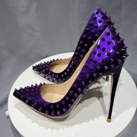 Sexy Dark Purple Patent Pointy Toe High Heel Shoes for Women