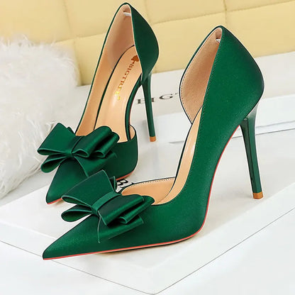 Bowknot Women Pumps High Heels Sexy Party Stilettos Office Shoes