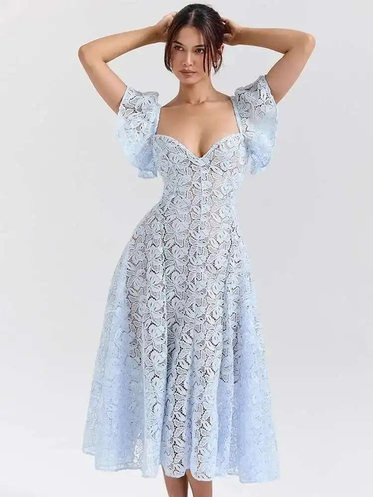 Waist Wrap Strapless A-Line Midi Dress