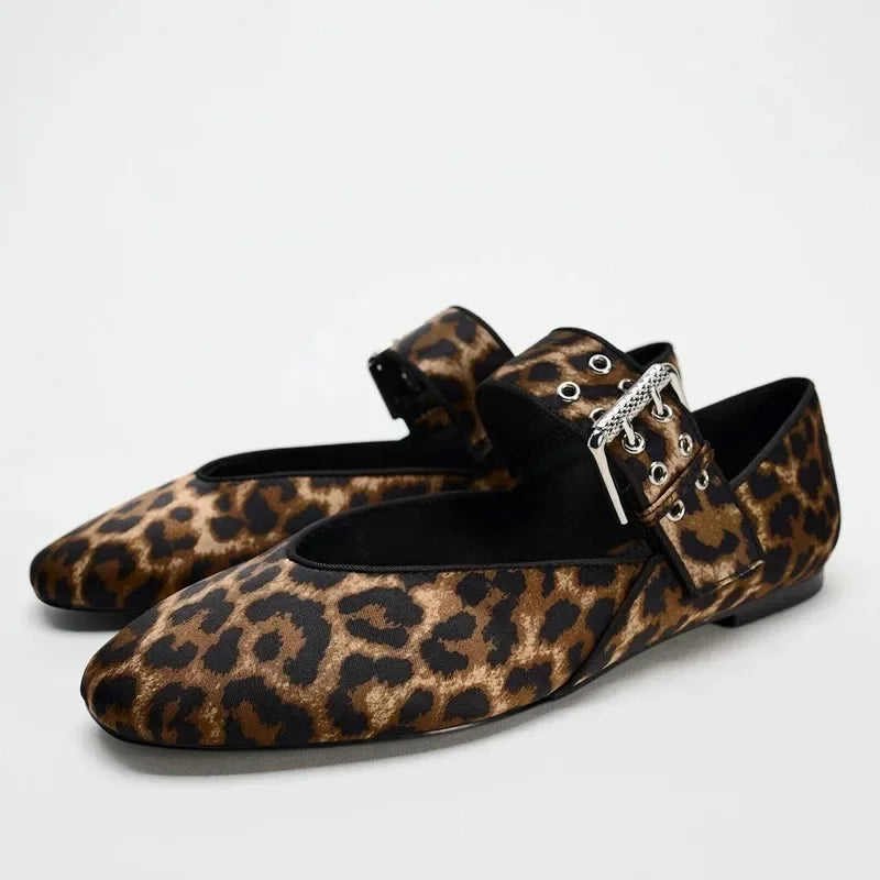 | Leopard Mary Jane Flats