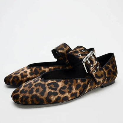 | Leopard Mary Jane Flats