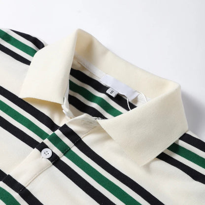 Vintage Stripe Basic Women's T-shirt Casual Long Sleeve Female All Match Polo Shirt Spring New Ladies Loose Tops High Street