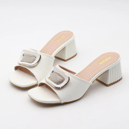 Metal Square Buckle Slippers for Plus Size Women, Perfect for Summer