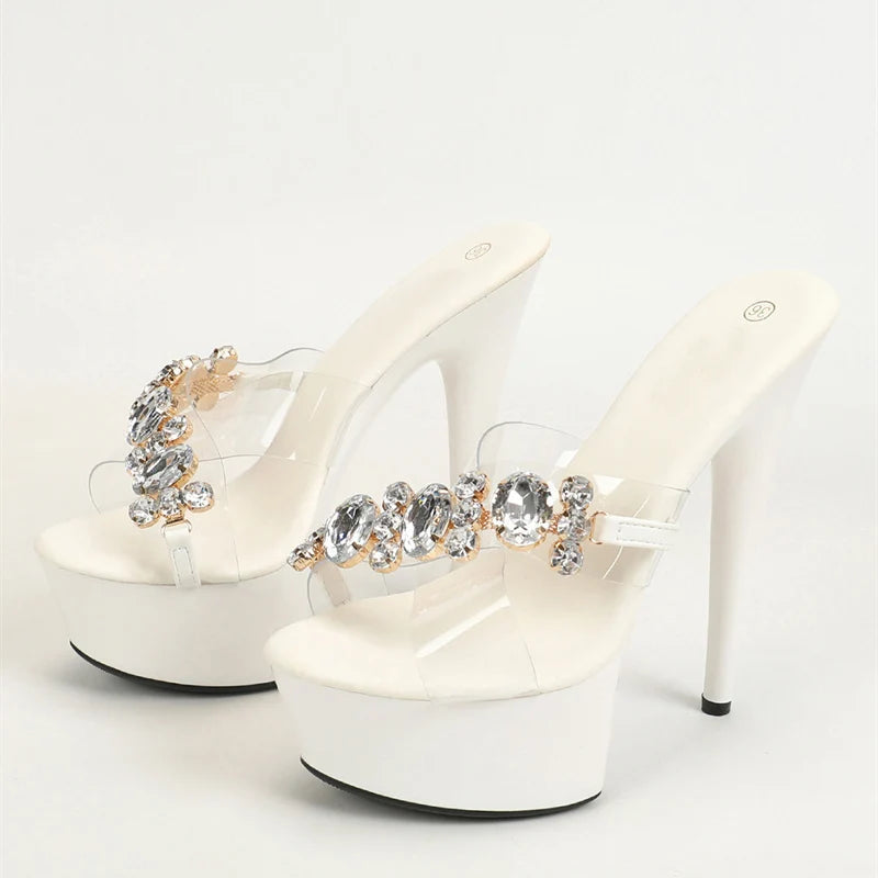 Pink Diamond Chain Designer Platform Slipper for Women