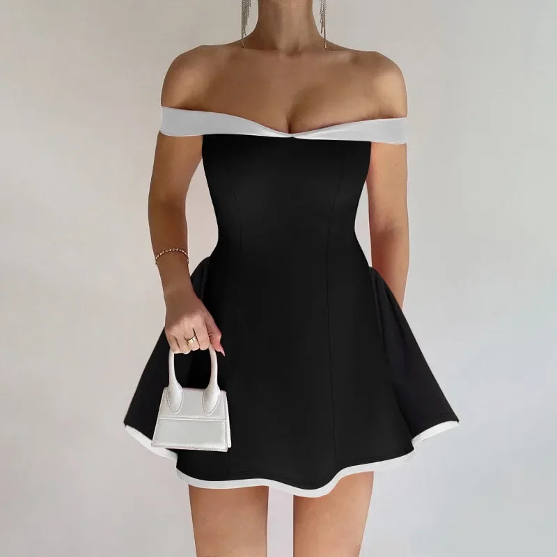 Backless Bandeau Strapless A Line Mini Dress