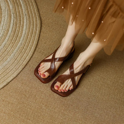 | Leather Cross Sandals
