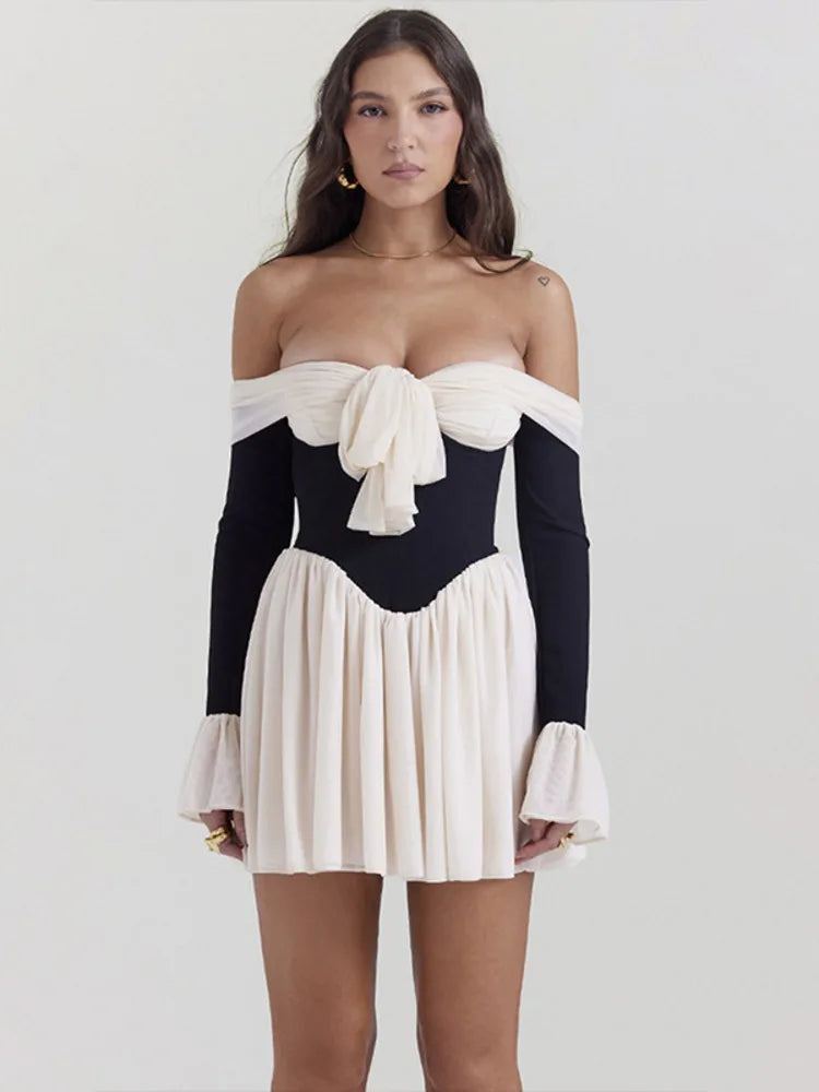 Strapless Flare Pleated Mini Bodycon Dress