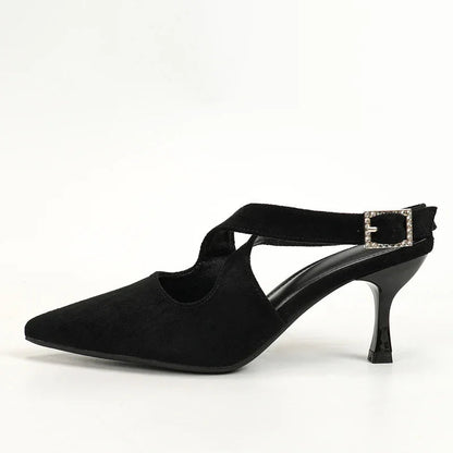 Hollow Out Buckle Strap Women Pumps Sandals with Pointed Toe High Heels