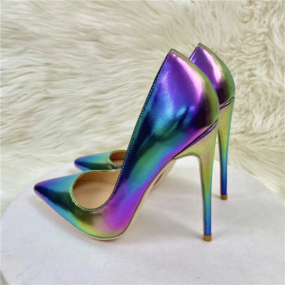 Silver Shiny Pointy Toe High Heel Wedding Party Bridemaids Shoes