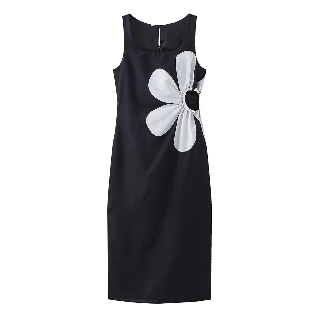 Floral Maxi Dress with Side Cutouts