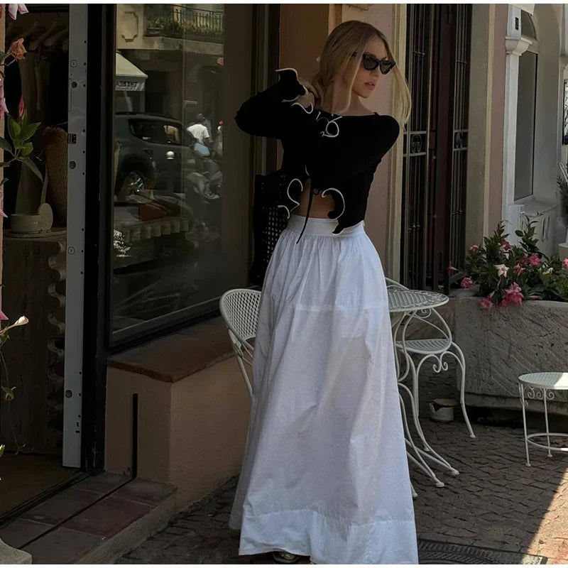 Elegant Slim Ruffle Lace Up Blouse Women Vintage Patchwork Hollow Out Short Cardigan Female Autumn Fashion Street Knitwear