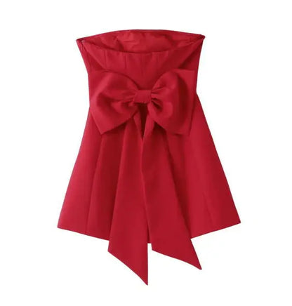 Red Strapless Short Tight Backless Party Dress