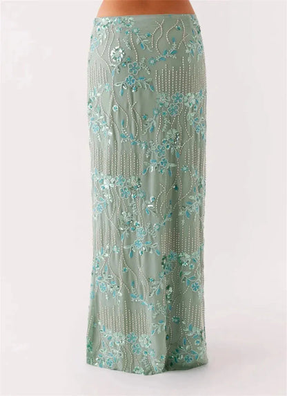 Sequin Embellished Maxi Skirt