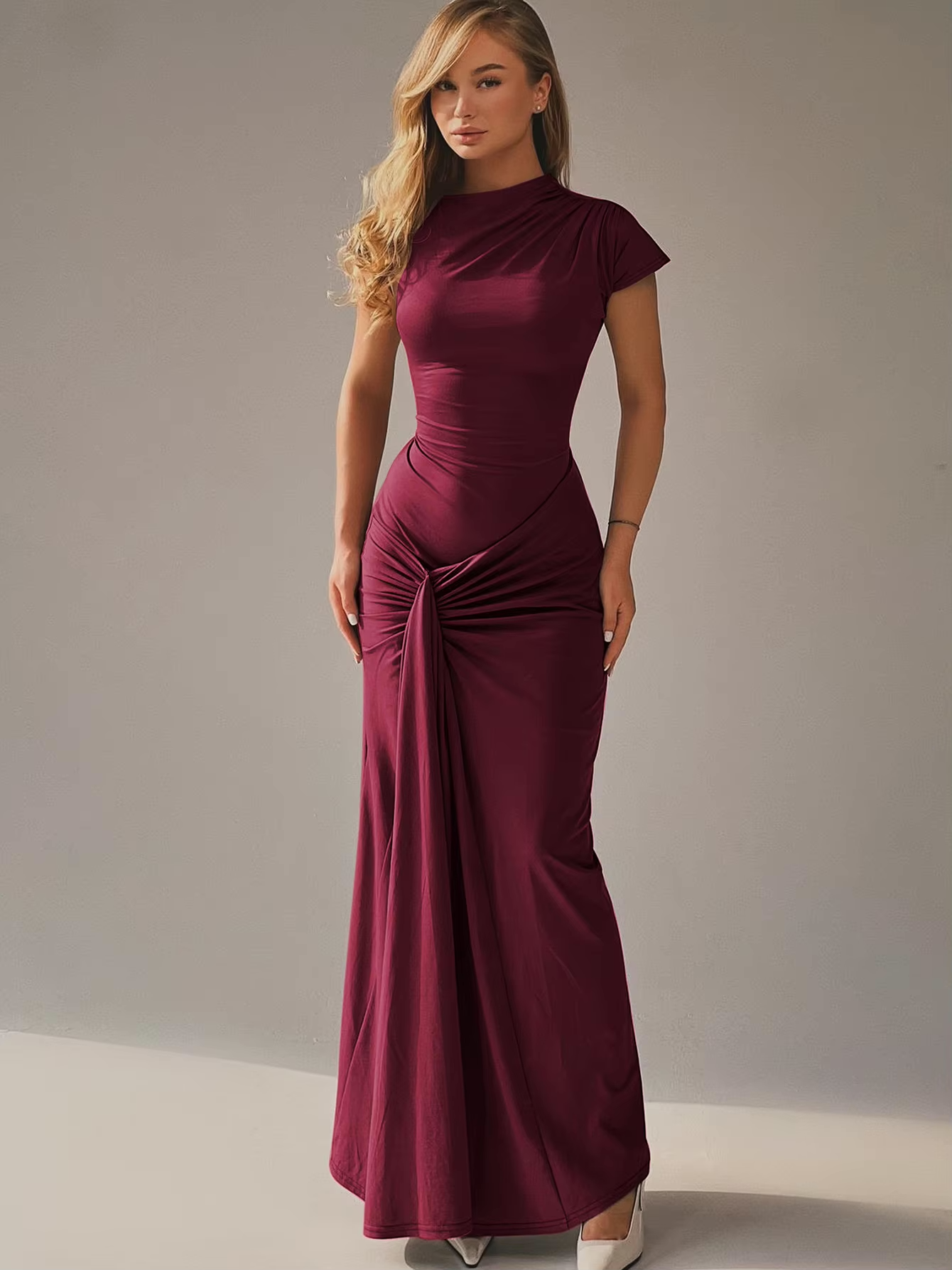 | Elegant Draped Maxi Dress