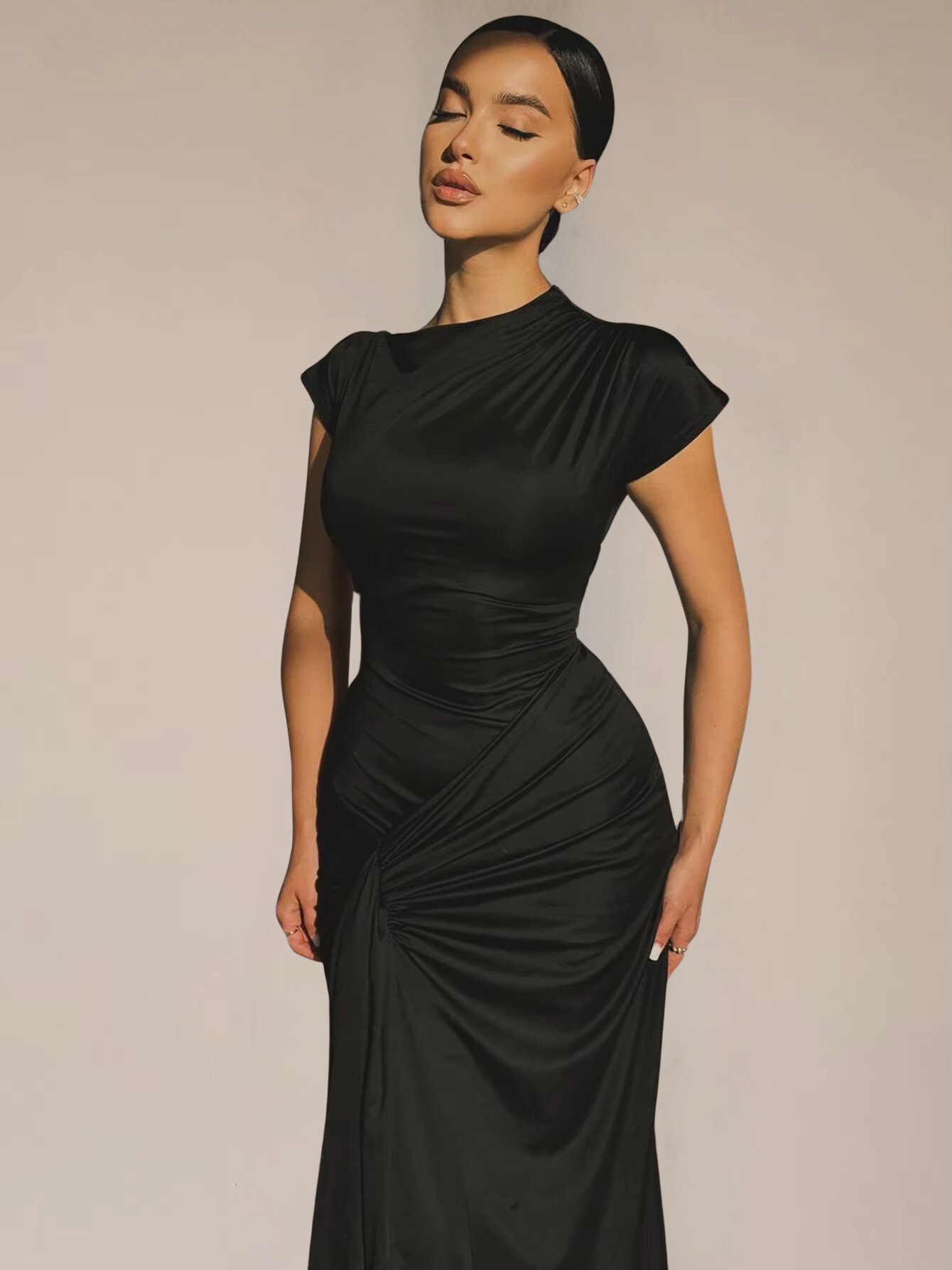 | Elegant Draped Maxi Dress