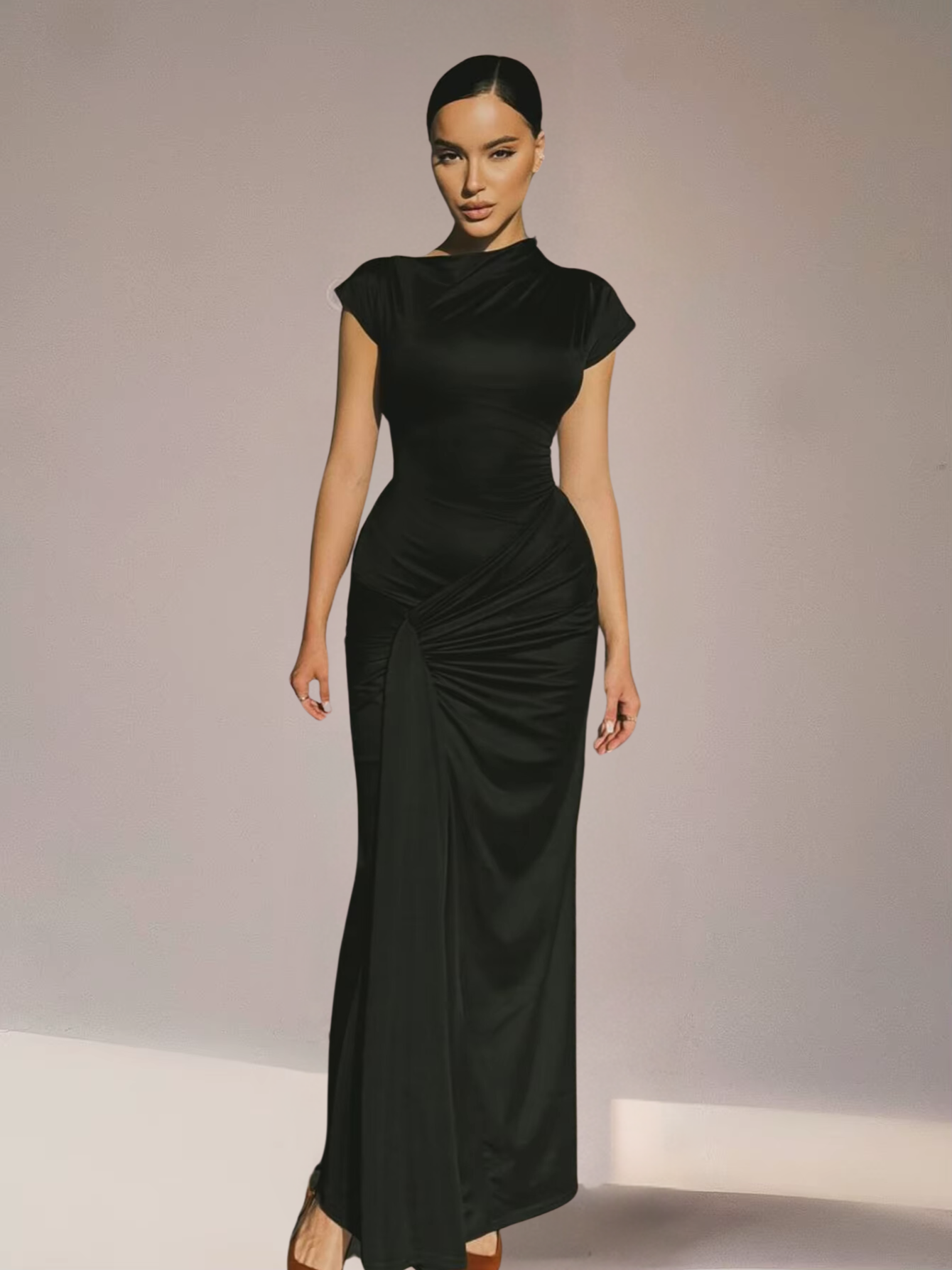 | Elegant Draped Maxi Dress