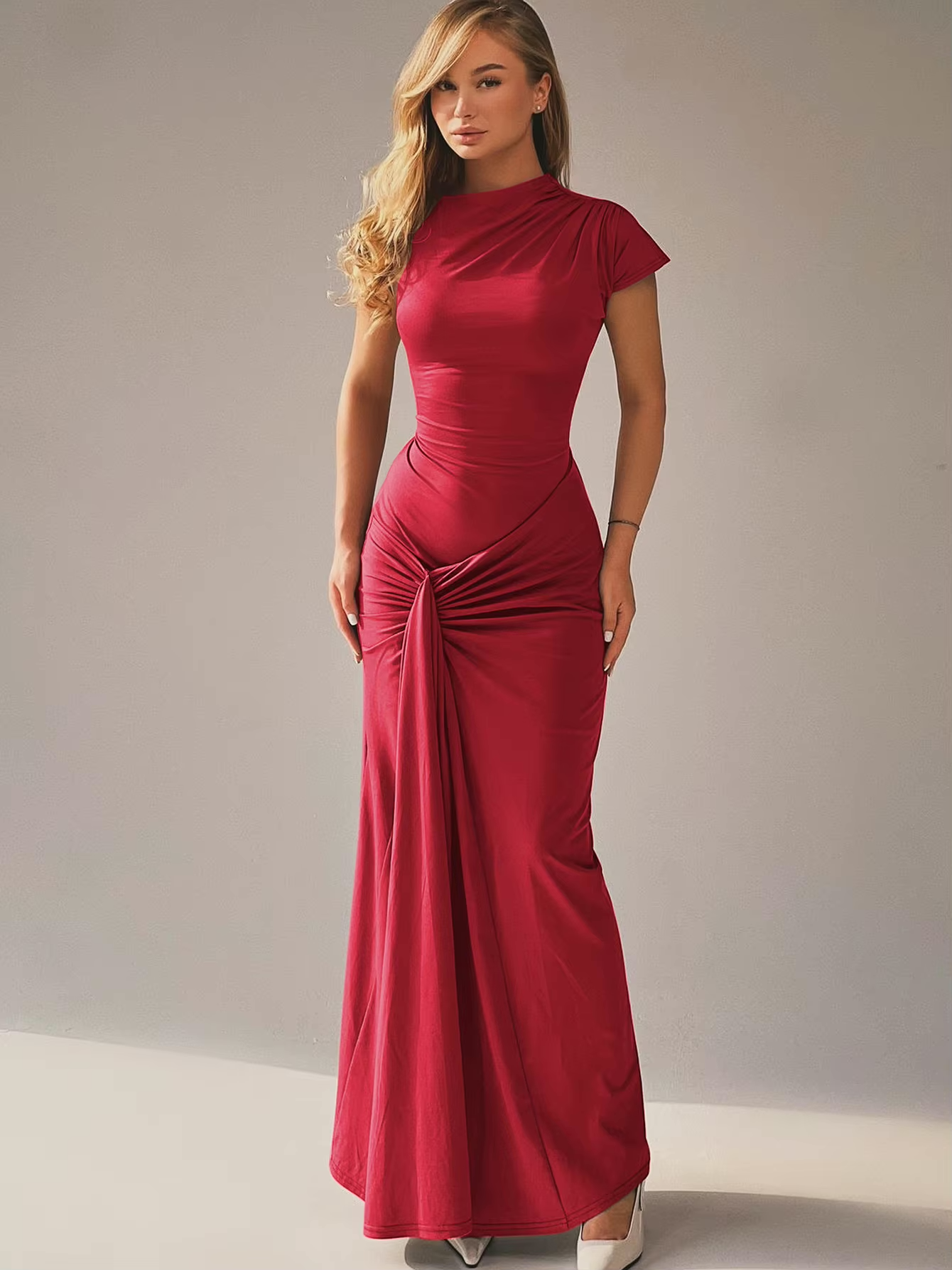 | Elegant Draped Maxi Dress