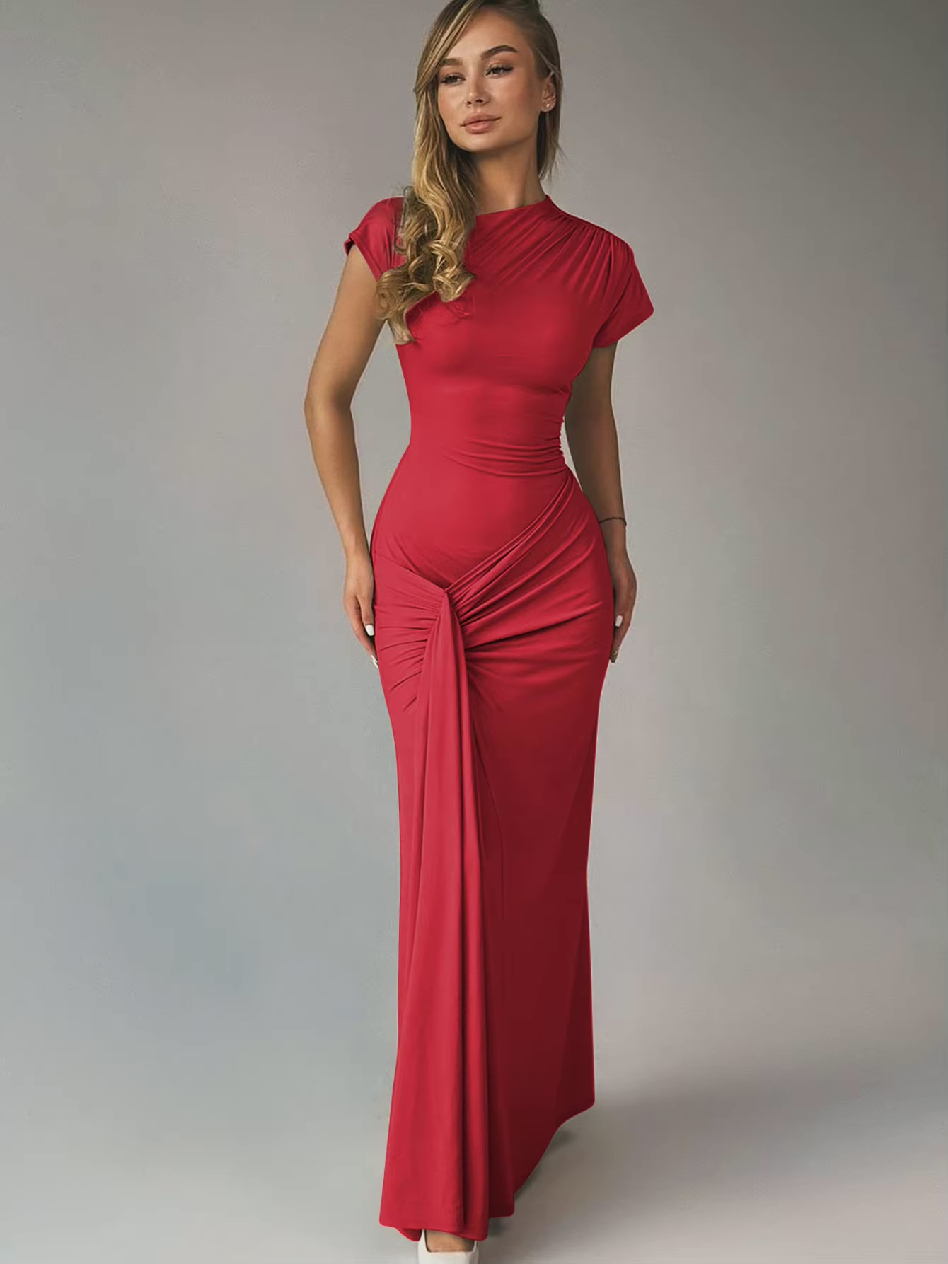 | Elegant Draped Maxi Dress