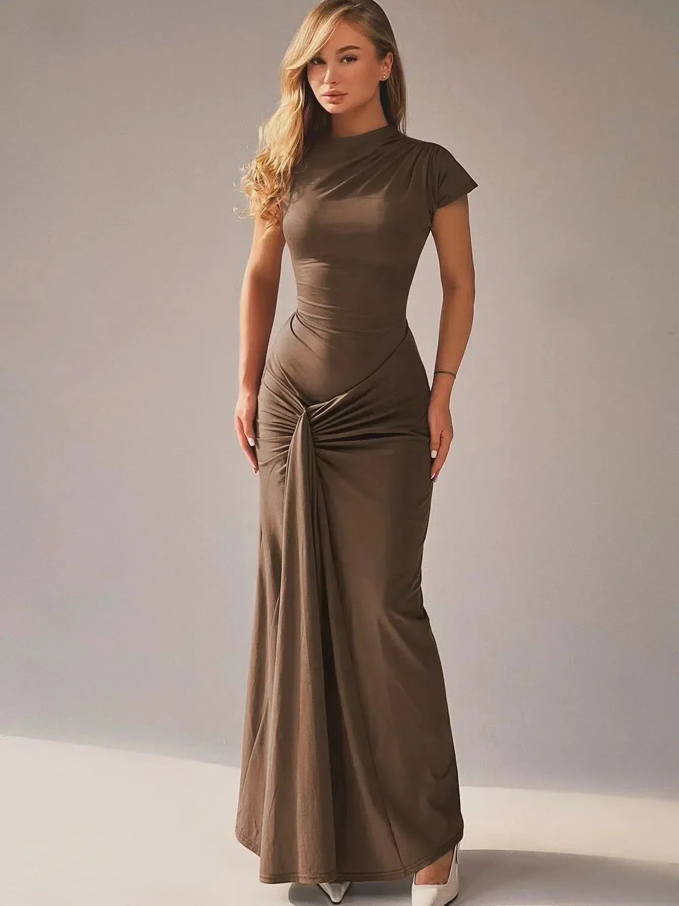 | Elegant Draped Maxi Dress