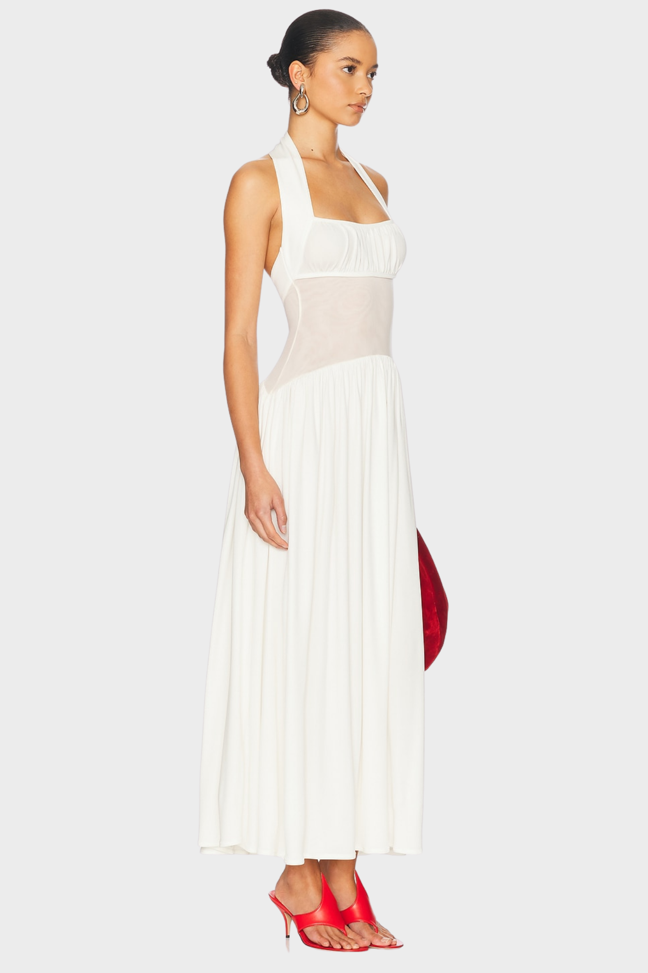 | Sheer Waist Detail Halterneck Dress