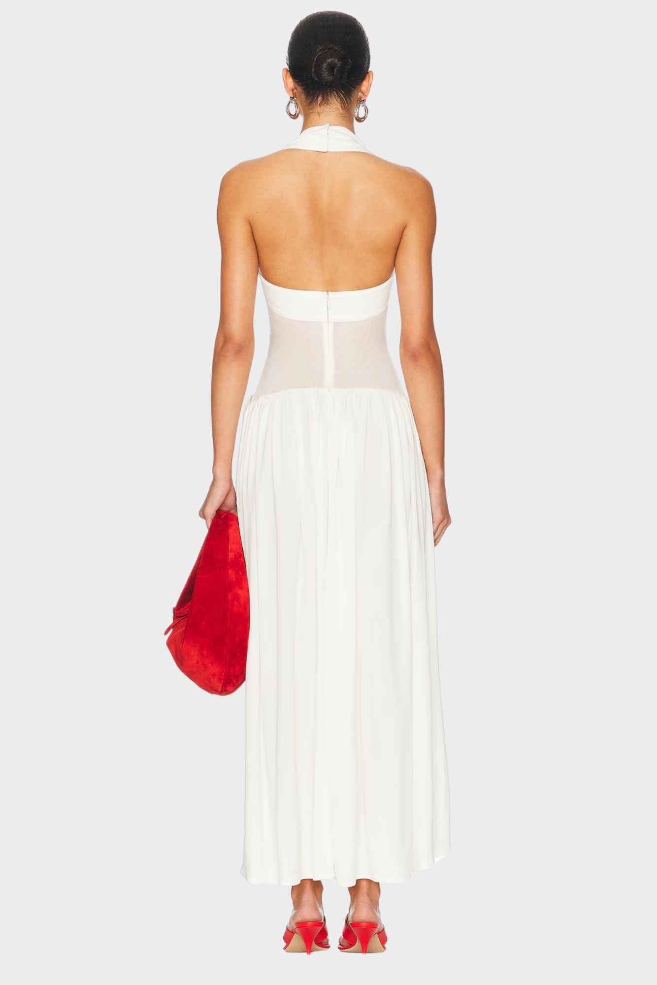 | Sheer Waist Detail Halterneck Dress
