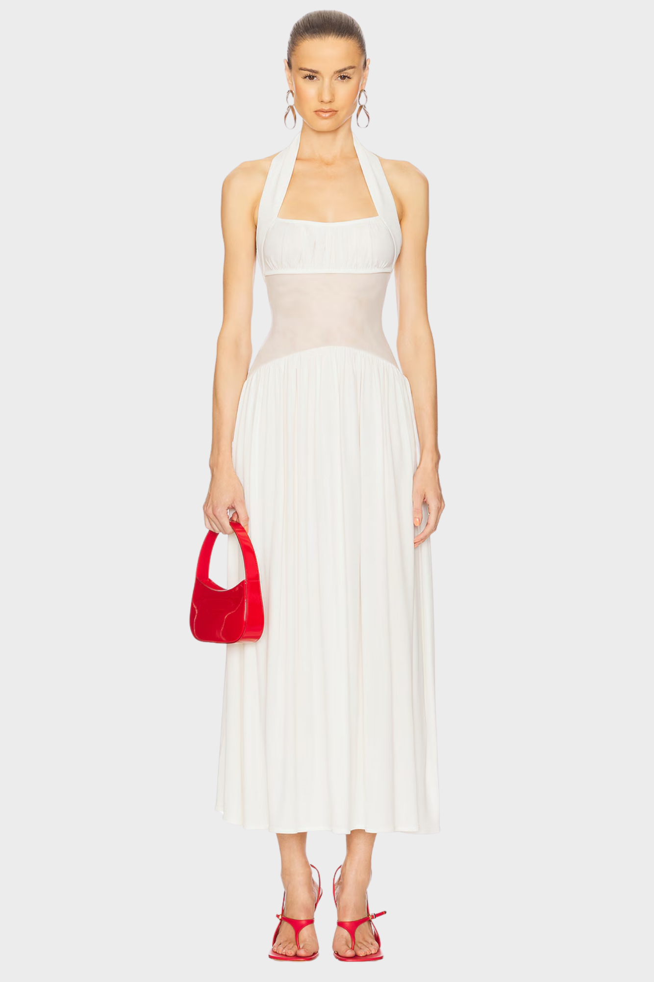 | Sheer Waist Detail Halterneck Dress