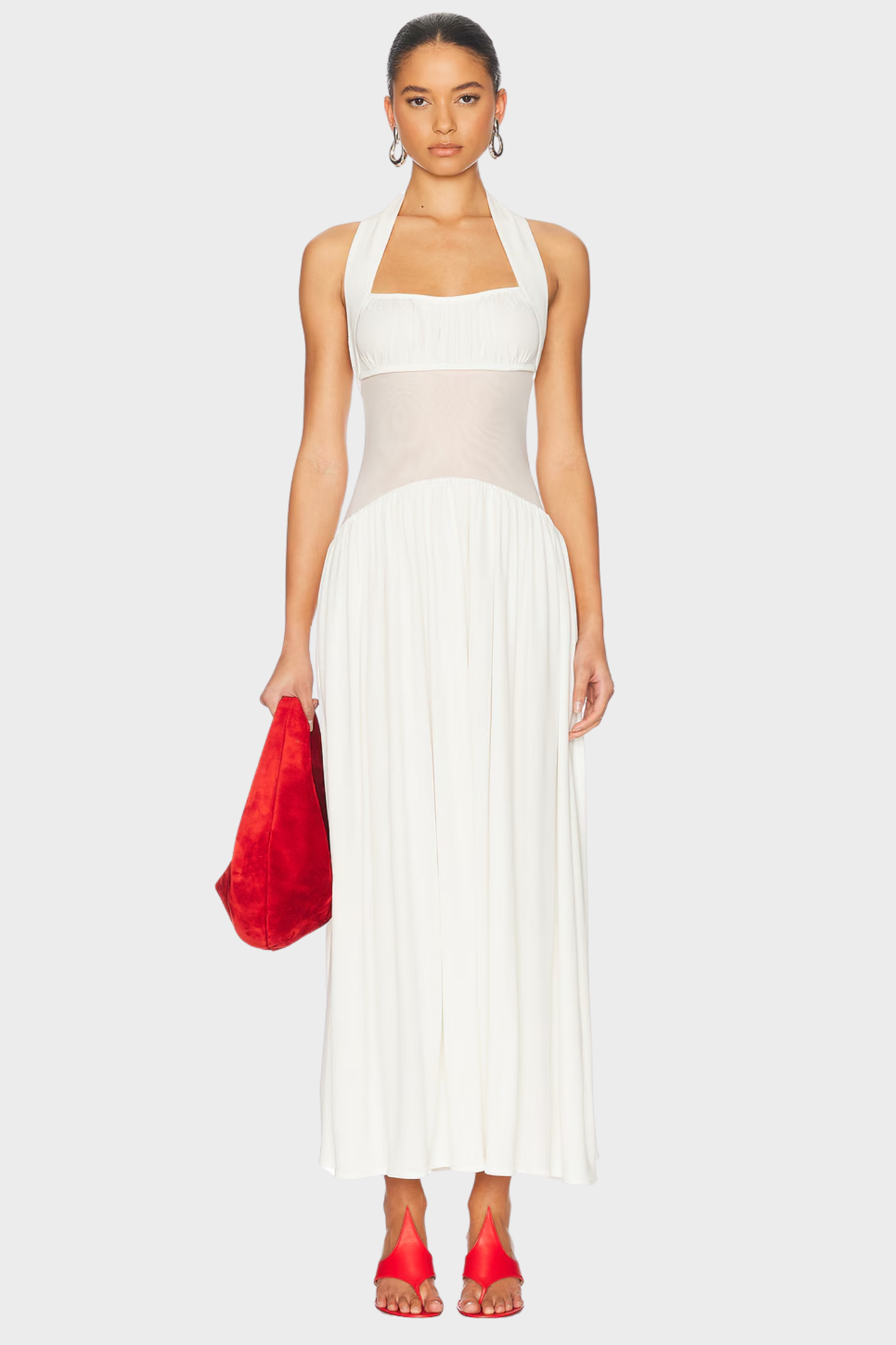 | Sheer Waist Detail Halterneck Dress