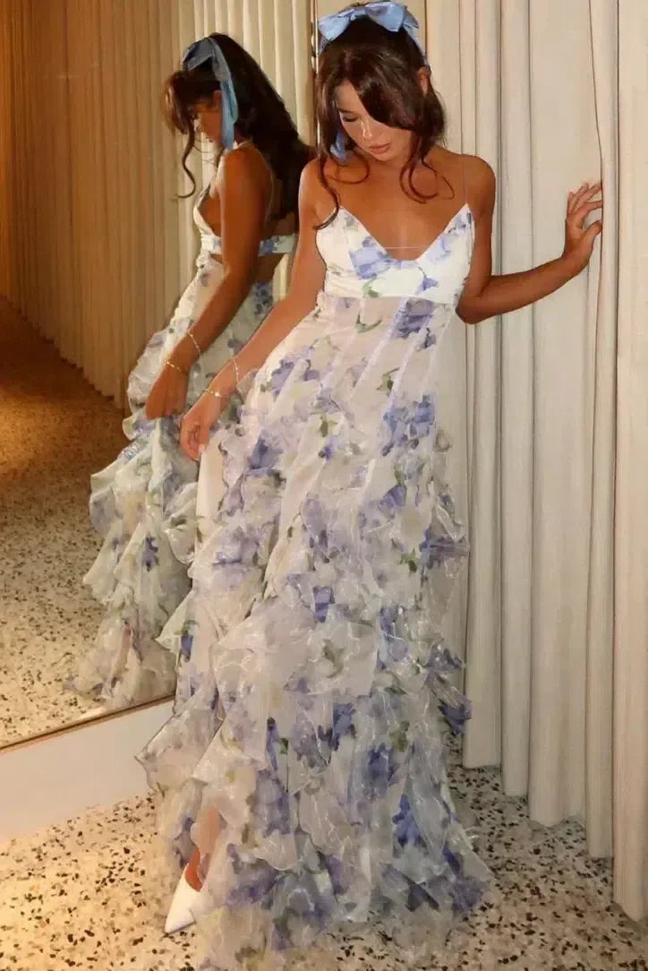 | Sheer ruffled chiffon-blend maxi dress