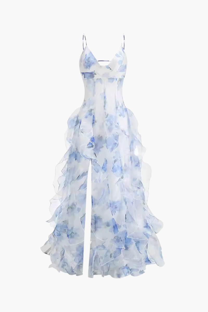 | Sheer ruffled chiffon-blend maxi dress