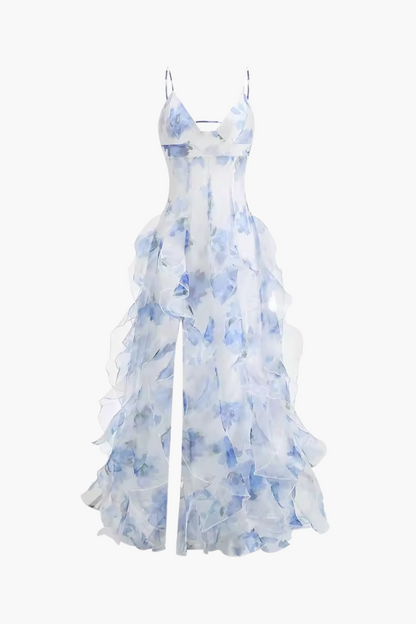 | Sheer ruffled chiffon-blend maxi dress