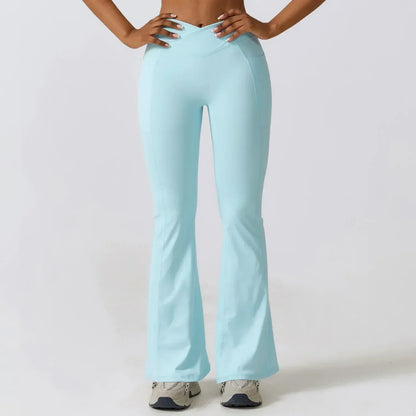 Women's High-Waist Flared Leggings Pants – Stretch Wide-Leg Yoga Trousers